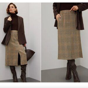 CO Collections Designer Plaid Pencil Skirt Twill Size 0 *READ FLAW*